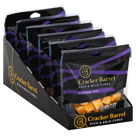 Cracker Barrel Cheddar Jack Snacking Cubes, 2 Ounce -- 6 per case.