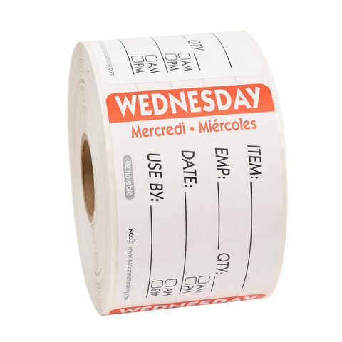 DateIt™ LABEL ITEM/DATE/USE BY REMOVABLE RED WEDNESDAY 2X3