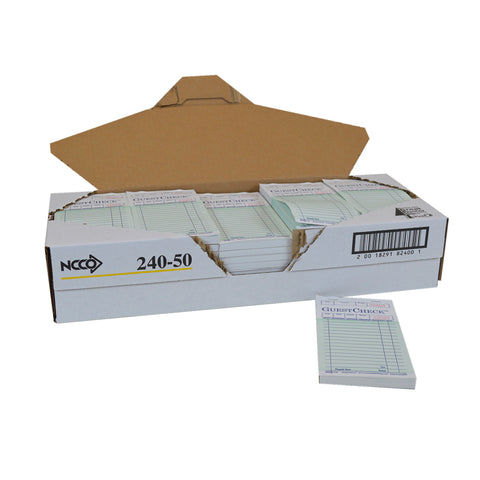 National Checking Company Guest Check Paper - 1 Part Green, 17 Line, 3.5 x 6.75 inch -- 5000 per case.