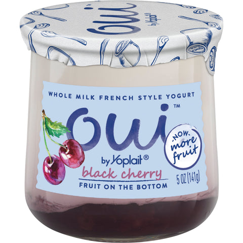 Oui By Yoplait Black Cherry French Style Yogurt, 5 Ounce -- 8 per case.