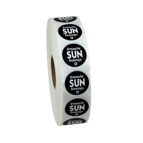 National Checking Company Dateit Black Trilingual Removable Label - Sunday, 0.75 inch Circle -- 2000 per case.