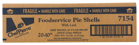 Pie Shell Lard Shortening Unbaked 10