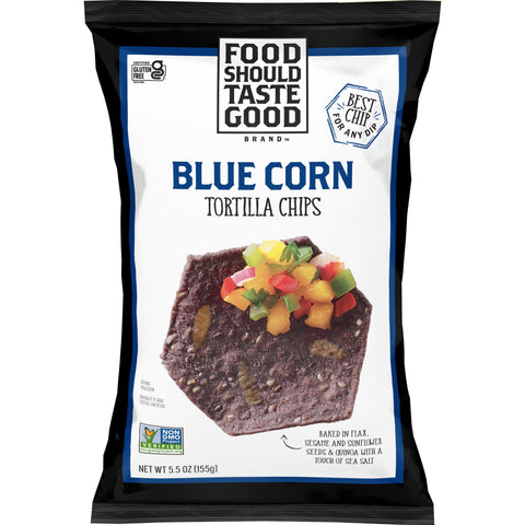 Food Should Taste Good Blue Corn Tortilla Chips, 5.5 Ounce -- 12 per case.