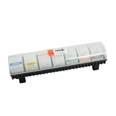 National Checking Labelocker Durable Plastic Dispenser with 7 Rolls of the 2x2 Day of the Week Removable Labels.