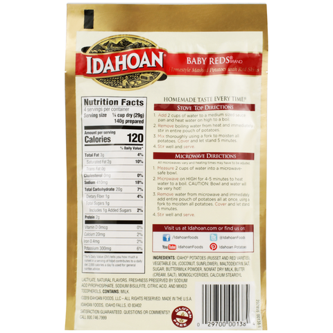 Idahoan Baby Reds Mashed Potatoes, 4.1 Ounce Pouch -- 10 per case.