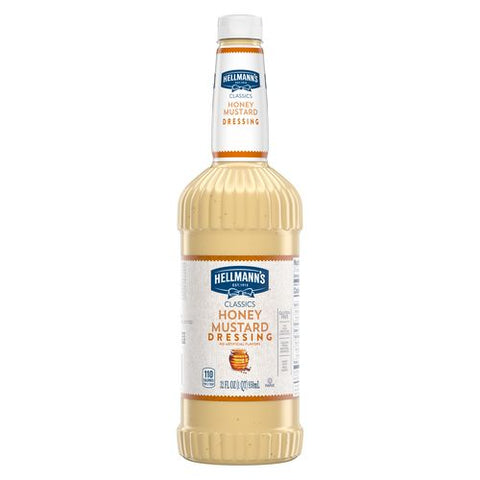 Single Hellmann's Classics Honey Mustard Salad Dressing Salad Bar Bottle, 32 Ounce