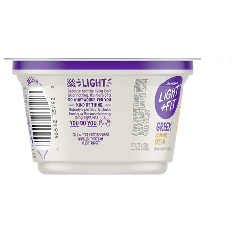 Light and Fit Banana Cream Nonfat Greek Yogurt , 5.3 Ounce -- 12 per case.