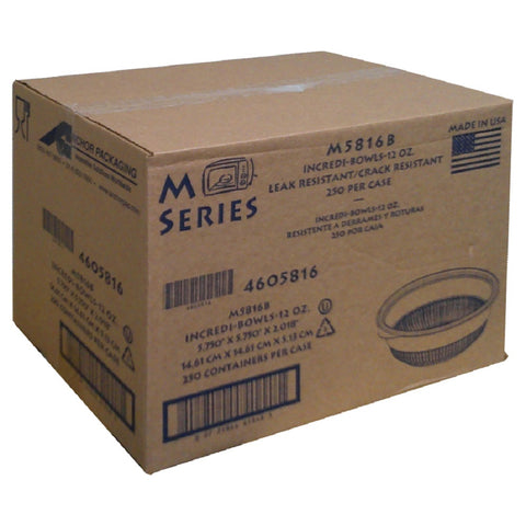 Bowl Plastic Black Microwaveable M5816b 12 Oz