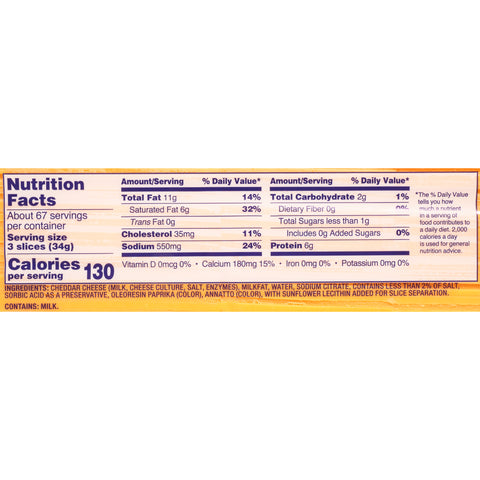 Kraft Chedasharp Sliced Cheese, 5 Pound -- 4 per case.