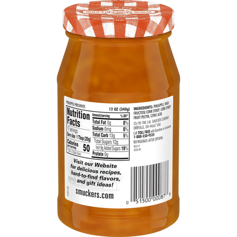Smuckers Pineapple Preserves, 12 Ounce -- 12 per case