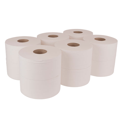 Tissue Bath Mini Jumbo Roll White 2 Ply 7.36
