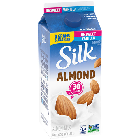 Silk Unsweetened Pure Vanilla Almond Milk, 0.5 Gallon -- 6 per case