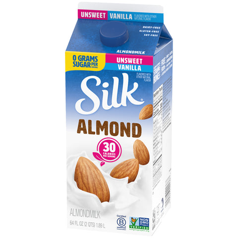 Silk Unsweetened Pure Vanilla Almond Milk, 0.5 Gallon -- 6 per case