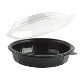 Gourmet Classics™ CONTAINER FOOD POLYGON HINGED BLACK W/ CLEAR LID PETE 9