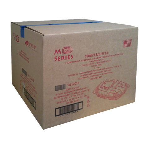 MicroRaves® CONTAINER POLYPROPYLENE COMBO BLACK BASE 3-COMPARTMENT CLEAR LID CDM713/LH713 15-5-5 OZ