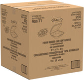 Container Foam White Hinged Lid Large Single Compartment 9.4x9x3