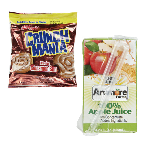 Kellogg's® BREAKFAST KIT MORNING JUMP STARTS™ EXPRESS KELLOGG’S® CRUNCHMANIA CINNAMON BUN APPLE JUICE