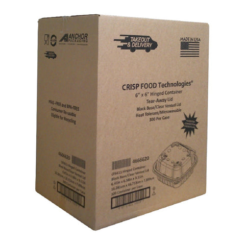 Anchor Packaging Polypropylene Black and Clear Hinged Container, 6 x 6 inch -- 300 per case