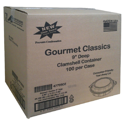 Anchor Packaging Gourmet Classics RPET Clear Dome Black Base Hinged Deep Clamshell, 40 Ounce Capacity -- 100 per case