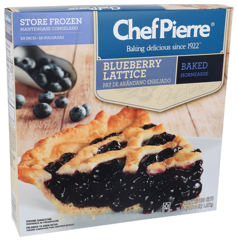 Sara Lee Chef Pierre Pre Baked Blueberry Lattice Crust Pie, 10 inch -- 6 per case.