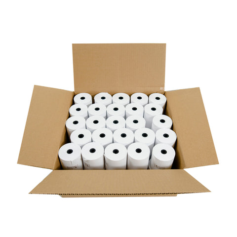 National Checking Company White Bond 1 Ply Register Roll, 3 inch -- 50 rolls per case.