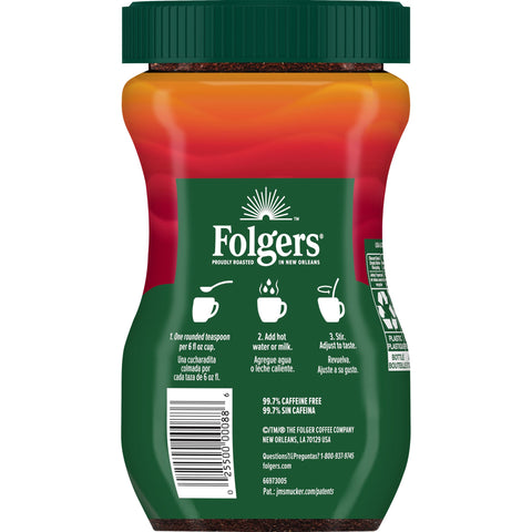 Folgers Classic Decaffeinated Instant Coffee, 8 Ounce -- 6 per case.