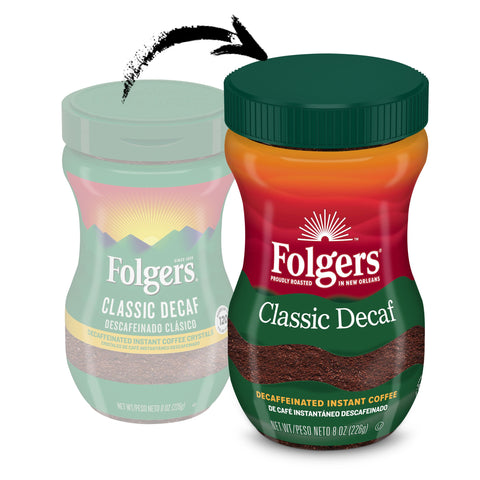 Folgers Classic Decaffeinated Instant Coffee, 8 Ounce -- 6 per case.