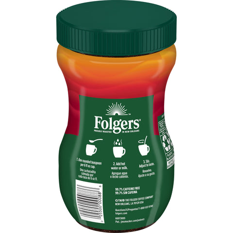 Folgers Classic Decaffeinated Instant Coffee, 8 Ounce -- 6 per case.