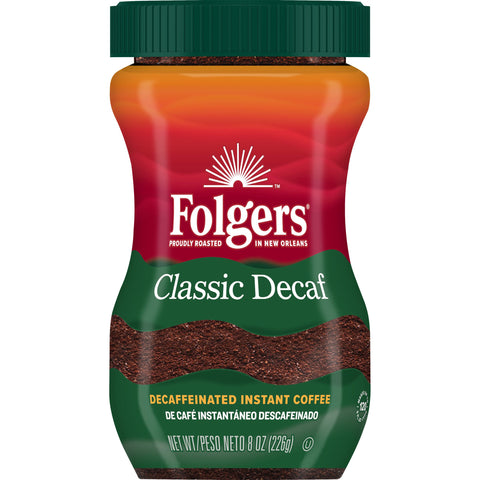 Folgers Classic Decaffeinated Instant Coffee, 8 Ounce -- 6 per case.