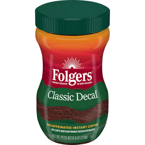 Folgers Classic Decaffeinated Instant Coffee, 8 Ounce -- 6 per case.