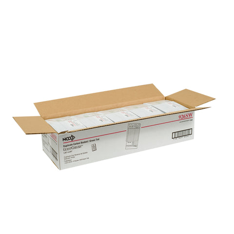 National Checking Company Carbon Backed Guest Check Board - 2 Part Green, 15 Line, 4.20 x 8.25 inch -- 2500 per case.