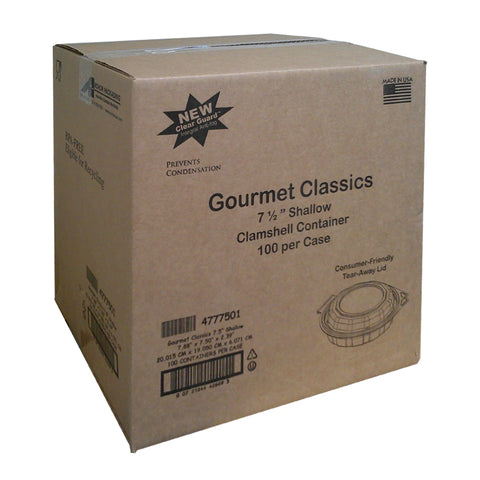 Anchor Packaging Gourmet Classic Polyethylene Terephthalate Black/Clear Shallow Clamshell Container, 7.5 inch -- 100 per case