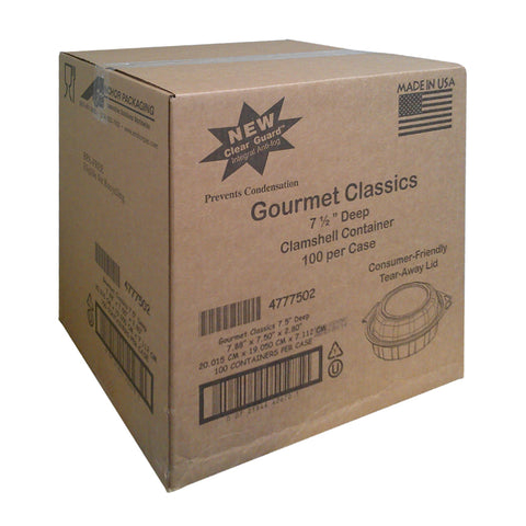 Anchor Packaging Gourmet Classics RPET Black Base Clear Dome Hinged Deep Clamshell, 26 Ounce Capacity -- 100 per case