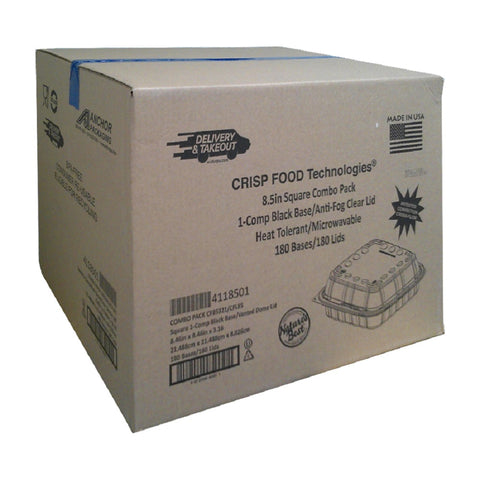 Crisp Food Technologies® CONTAINER PLASTIC BLACK W/ CLEAR LID COMBO CDCF85321/CFL85 32 OZ