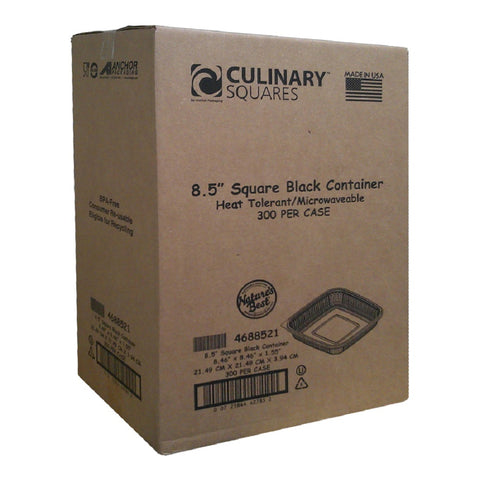 Container Plastic Square Black 1-compartment Base 8.5x8.5 36 Oz