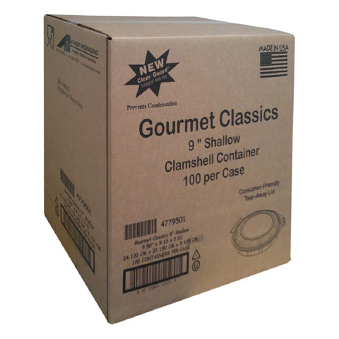 Container Plastic Hinged Black/clear Shallow Clamshell 9