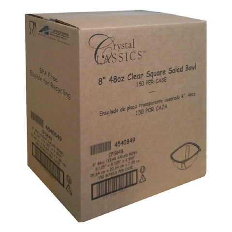 Crystal Classics® BOWL PLASTIC CLEAR SQUARE 48 OZ