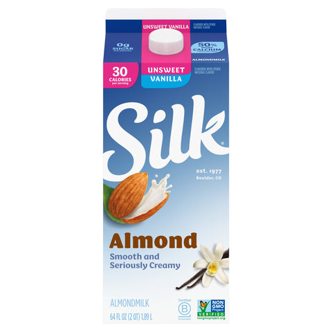 Silk Unsweetened Pure Vanilla Almond Milk, 0.5 Gallon -- 6 per case