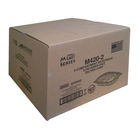 Anchor Packaging MicroRaves Black Polypropylene 2-Compartment Container, 8.79 x 6.35 x 1.56 inch -- 252 per case