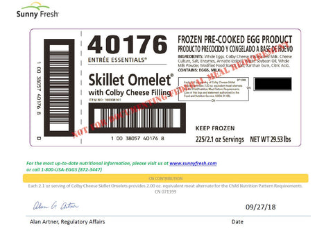 USDA OMELET COLBY CHEESE SKILLET OMELET FROZEN