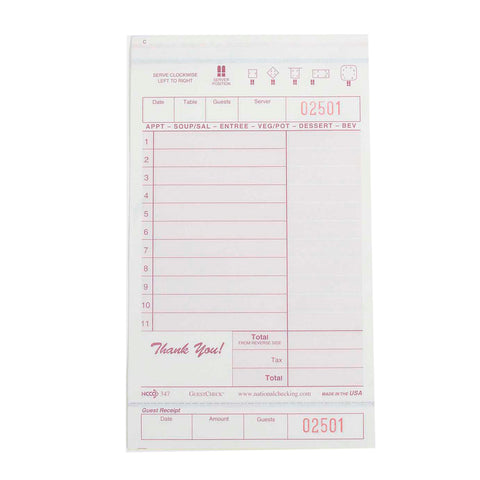 National Checking GUESTCHECK NO CARBON 3 PART MAROON 11 LINE