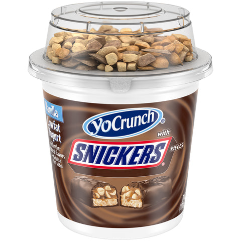 Yocrunch Vanilla Yogurt with Snickers, 6 Ounce -- 12 per case.