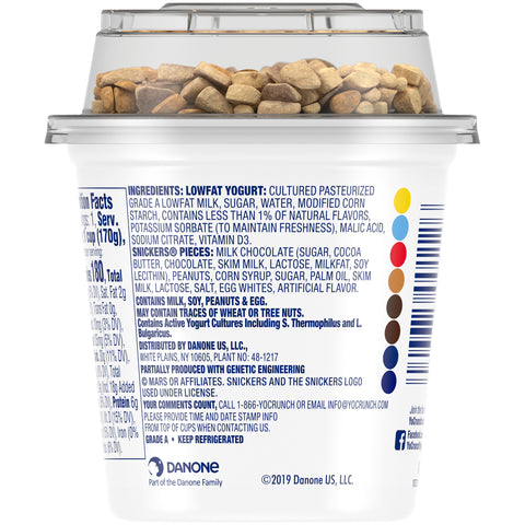 Yocrunch Vanilla Yogurt with Snickers, 6 Ounce -- 12 per case.
