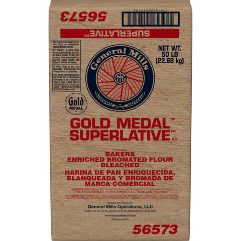 General Mills Bleached Bromated Enriched Malted Superlative Flour, 50 Pound.