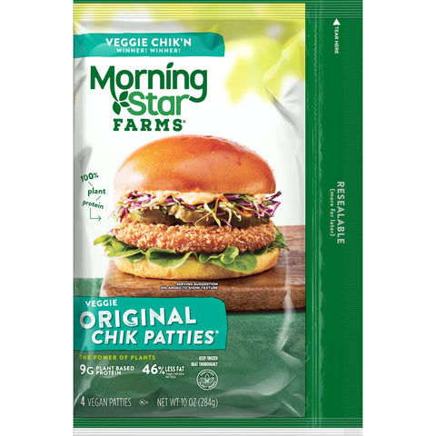 Morningstar Farms Poultry Original Chicken Patties, 10 Ounce -- 8 per case.