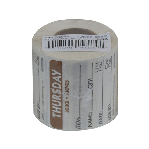 Label Trilingual Item/date/use By Dissolving Brown Thursday 2x2