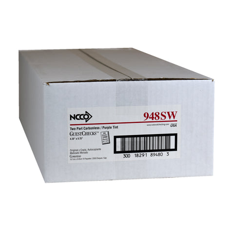 National Checking Company Carbonless Guest Check Board - 2 Part Purple, 16/32 Line, 4.20 x 9.75 inch -- 2500 per case.