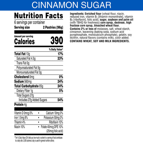Pastry Pop Tart Cinnamon Sugar Single Serve