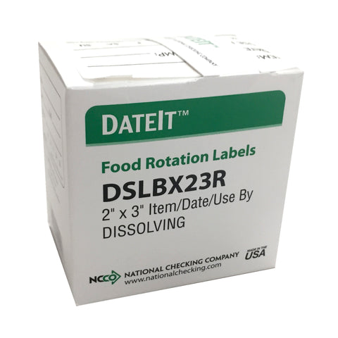 DateIt™ LABEL SHELF LIFE DISSOLVING RECTANGLE 2X3