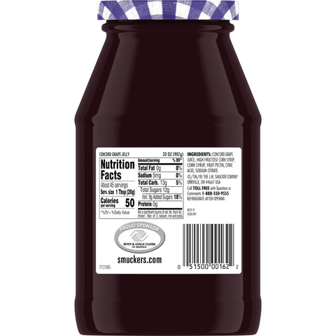 Smuckers Grape Jelly, 32 Ounce -- 12 per case.